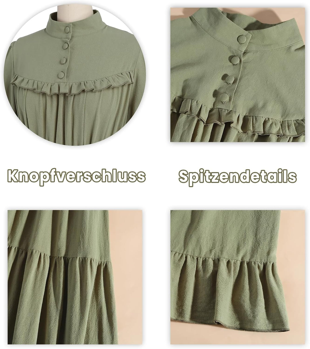 Renaissance Kleid Mittelalter Kleidung Damen Vintage Kleider Damen Kleid Langarm Viktorianisches Kle