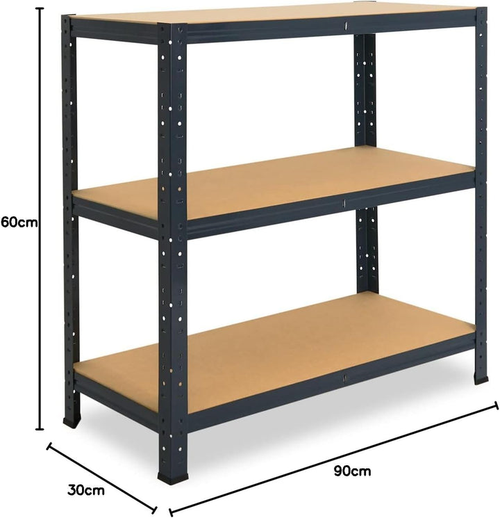 shelfplaza® 90x60x30cm Home Schwerlastregal anthrazit/Metallregal mit 3 Böden/Kellerregal Metall, Ga