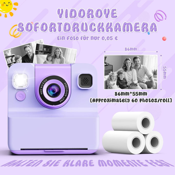 Sofortbildkamera Kinder Kamera,2.4" HD Bildschirm Kinderkamera mit 32GB Spielzeug ab 3 4 5 6 Jahren