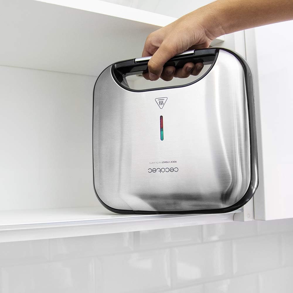 Cecotec Sandwichmaker Rock'nToast Deep Classic, 1000 W, grössere Breite, dreieckige Platten, gleichm