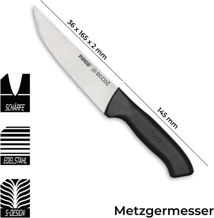 Pirge Ecco Metzgermesser 16,5 cm Schwarz Schlachtermesser - Fleischermesser - Stechmesser - Exzellen
