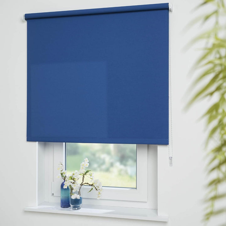 Liedeco® Rollo, Fenster Rollo, Kettenzug-Rollo / 162 x 180 cm (Breite x Höhe), dunkelblau/lichtdurch