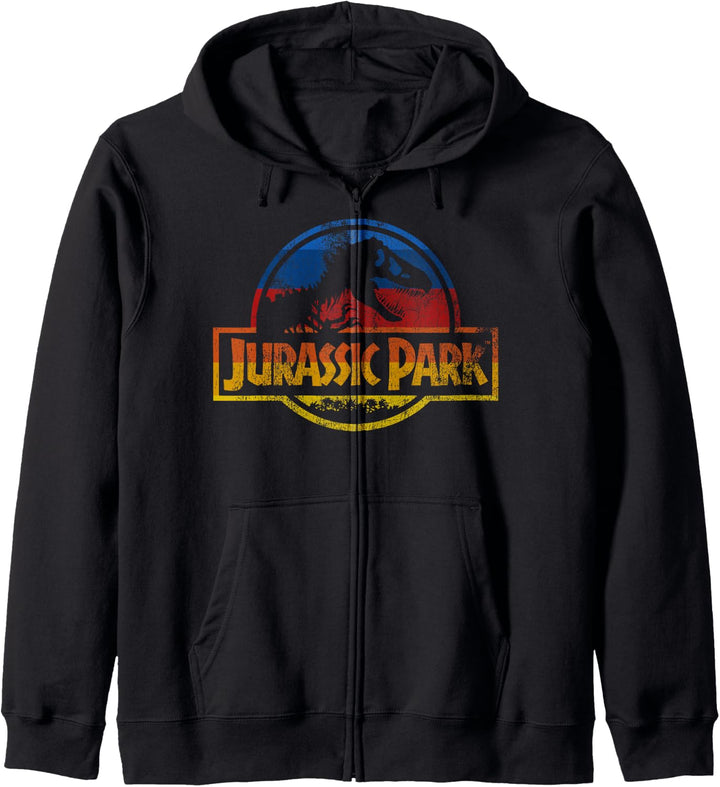 Jurassic Park Retro Distressed Rainbow Logo C1 Kapuzenjacke