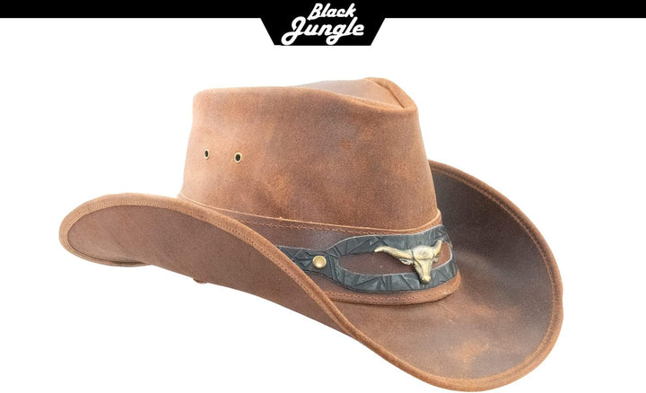 Black Jungle Ontario Outdoor Western Lederhut Australien Cowboy Lederhüte Reiterhut Unisex S Ocker,