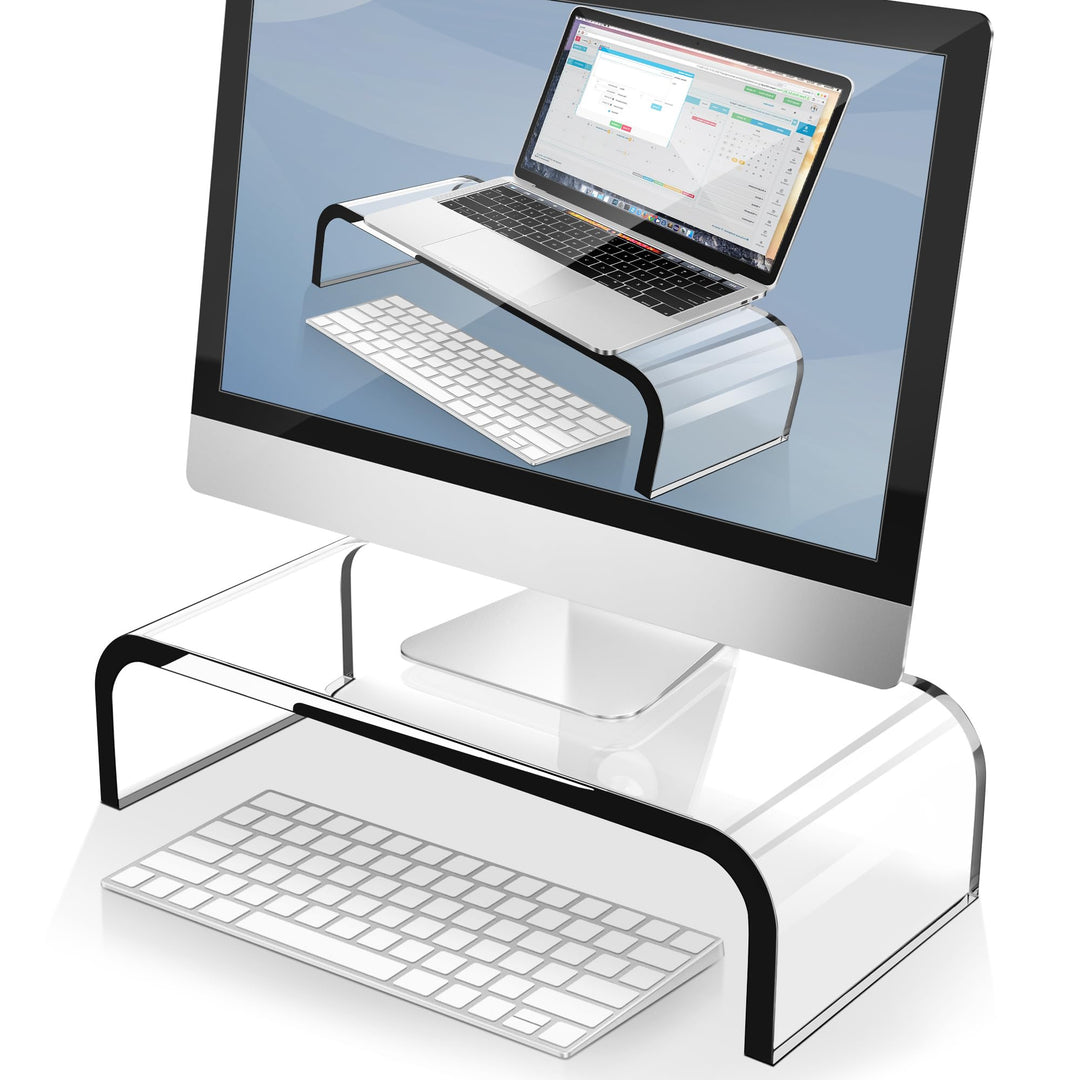 AboveTEK Acryl-Monitorständer Klarer Monitorständer &amp; Computer-Schreibtischständer, Premium-Acryl-La