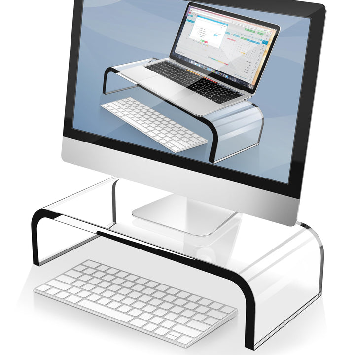 AboveTEK Acryl-Monitorständer Klarer Monitorständer &amp; Computer-Schreibtischständer, Premium-Acryl-La