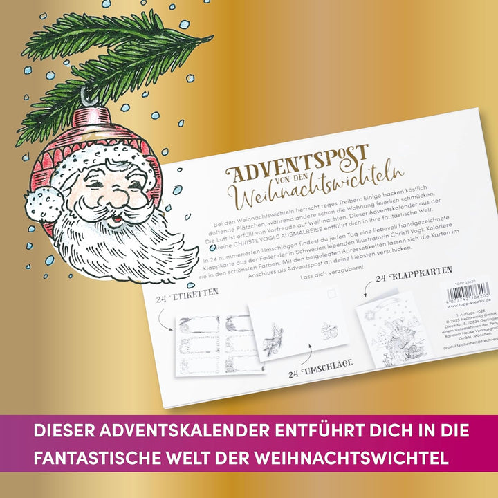Christl Vogls Ausmalreise - der Adventskalender: Ausmalen & Träumen. Mit 24 Postkarten, 24 Umschläge
