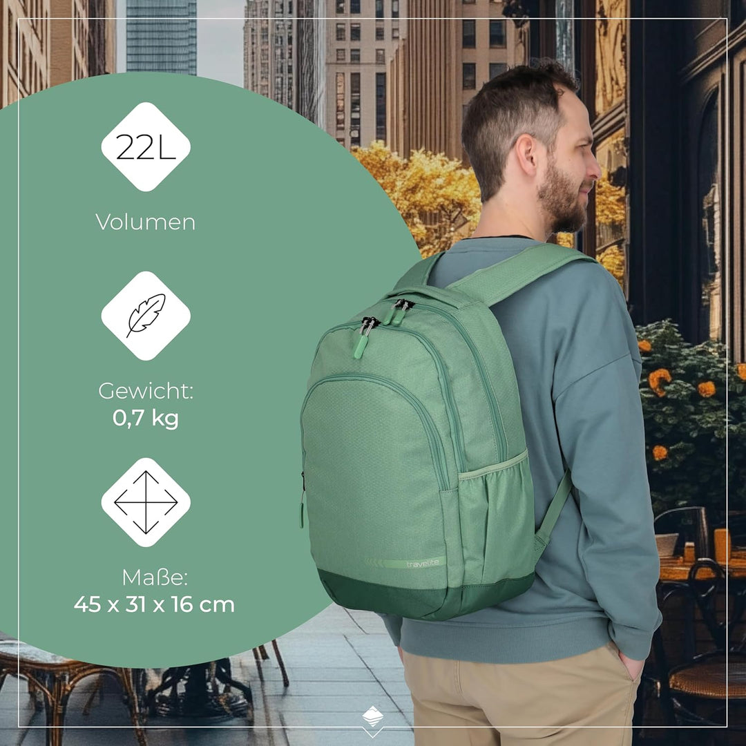 Travelite Handgepäck Rucksack mit gepoltertem Laptopfach, Laptop Rucksack 15,6 Zoll, KICK OFF, Tages