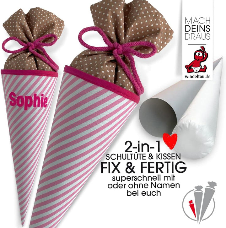 Hochwertige 35 cm Schultüte, Zuckertüte in ROSA | Start deiner Kreativität | Ideal zur Gestaltung mi