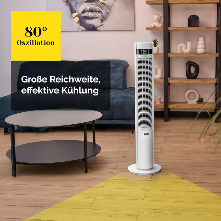 YOER 19dB Leiser Turmventilator, Plasma-Ionisator, 12 m Reichweite, 12 Geschwindigstufen, 3 Modi, 12