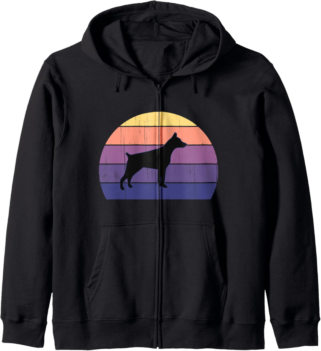 Cooler Retro-Sonnenuntergang Dobermänner - Grosser Dobermann- Kapuzenjacke