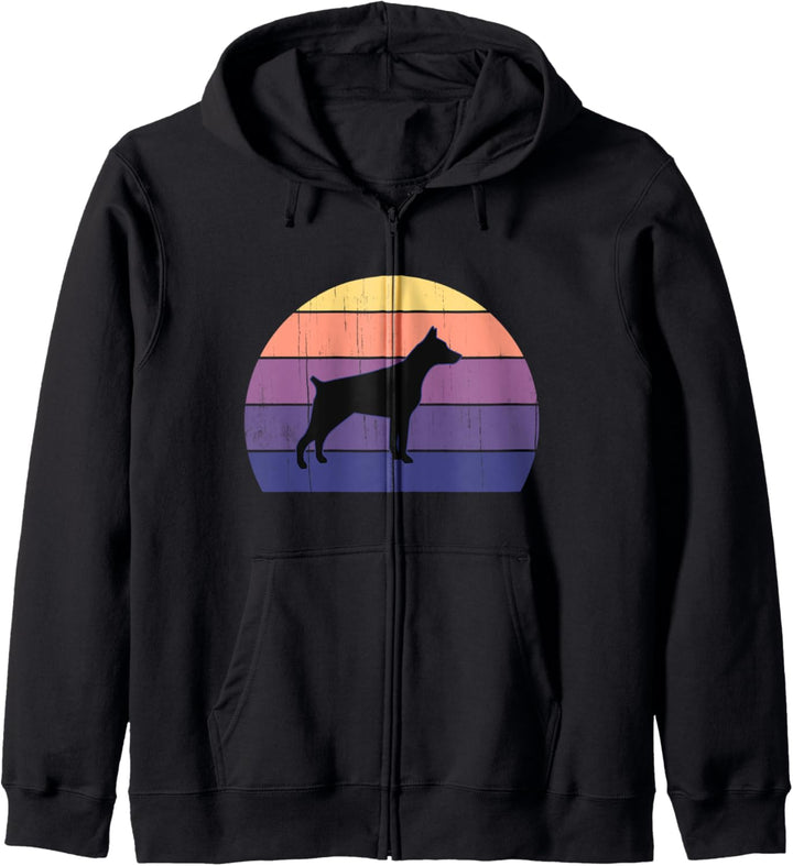 Cooler Retro-Sonnenuntergang Dobermänner - Grosser Dobermann- Kapuzenjacke