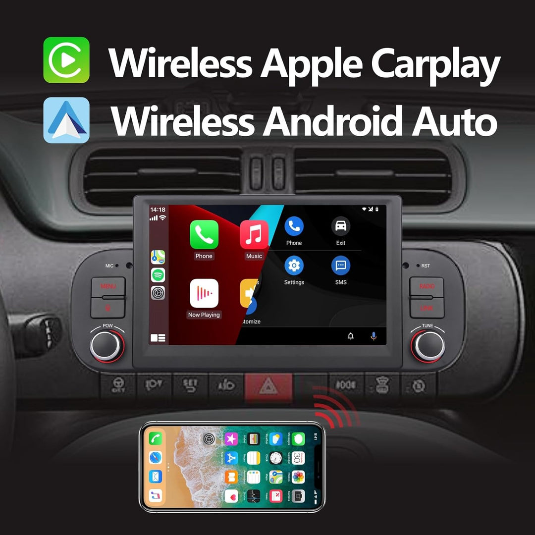 YZKONG Autoradio für FIAT Panda 2013-2020 Wireless Radio Apple CarPlay Android Auto Bluetooth 7 Zoll