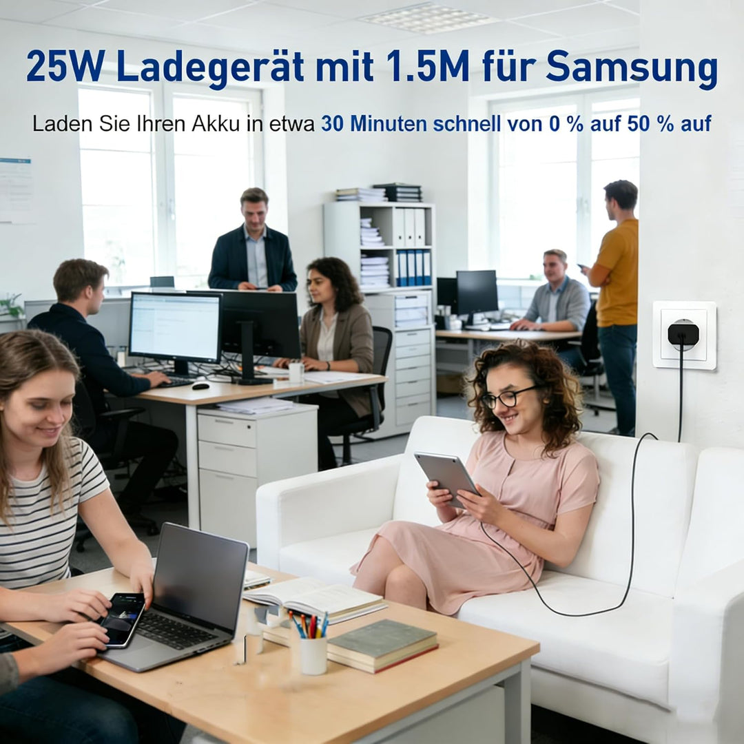 2er-Pack 25W Ladegerät USB C, Schnellladegerät PD 3.0 Ladestecker mit Schnellladekabel 2.0m Netzteil