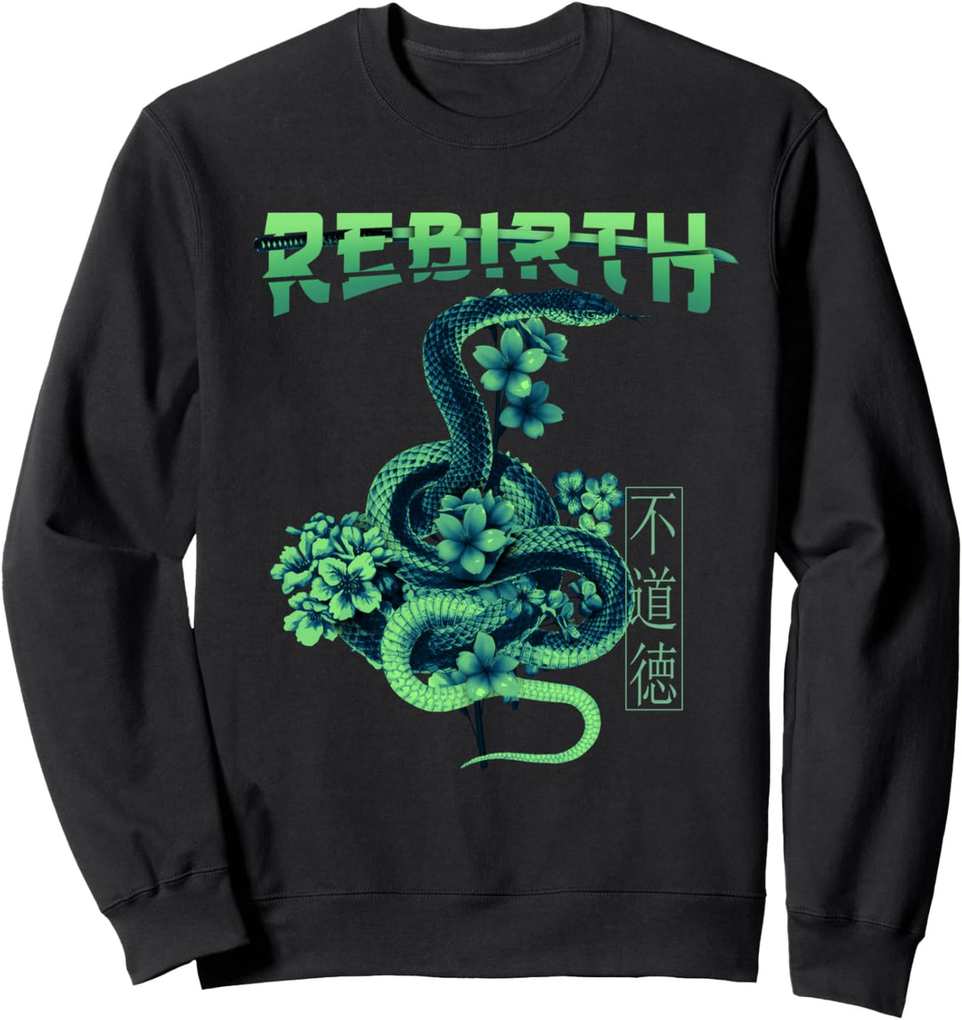 Snake Flower Rebirth - Sad Aesthetic Edgy Streetwear Sweatshirt