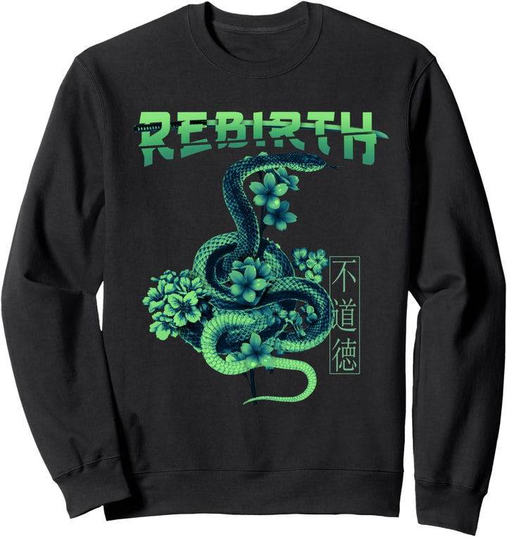 Snake Flower Rebirth - Sad Aesthetic Edgy Streetwear Sweatshirt