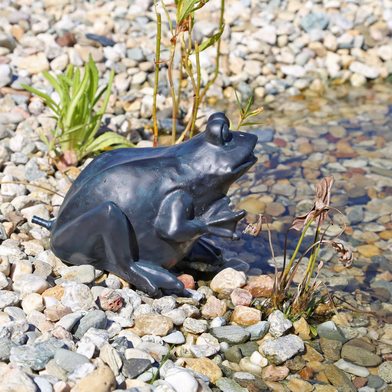 CLGarden Wasserspeier Figur Frosch für Teich Wasser Springbrunnen Teichfigur schwarz/anthrazit ohne