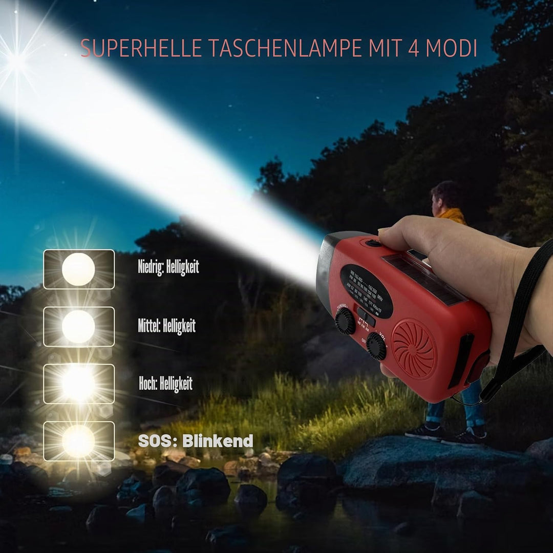 Notfallradio Kurbelradio Solarradio – Selbstbetriebenes Notfall Radio mit AM/FM-Wetterempfang, LED T