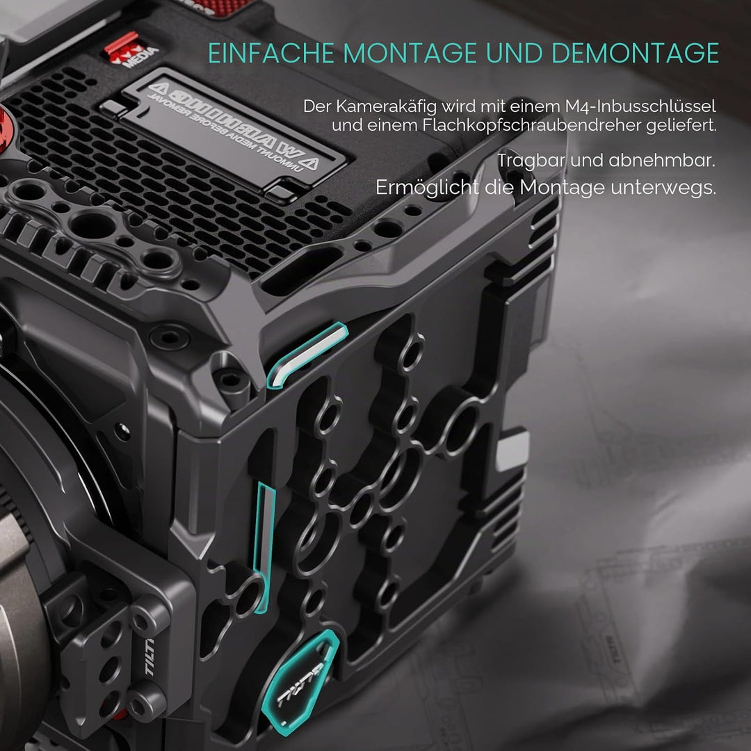 Tilta Kompletter Kamerakäfig kompatibel mit RED KOMODO-X mit Objektivadapter Unterstützung und Schne