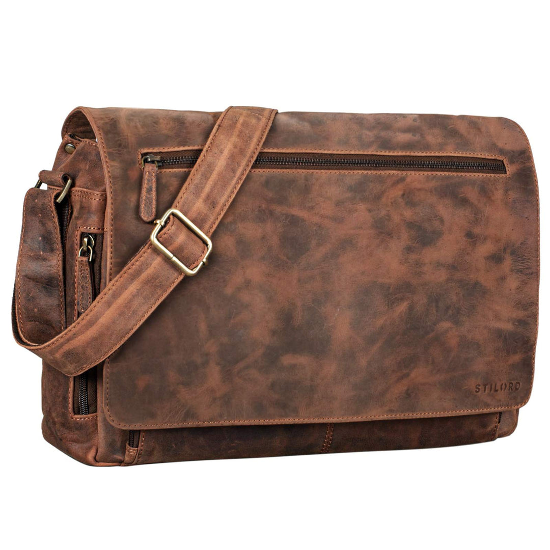 STILORD 'Jan' 15,6 Zoll Laptoptasche Leder Herren Damen Umhängetasche Unitasche Aktentasche Freizeit