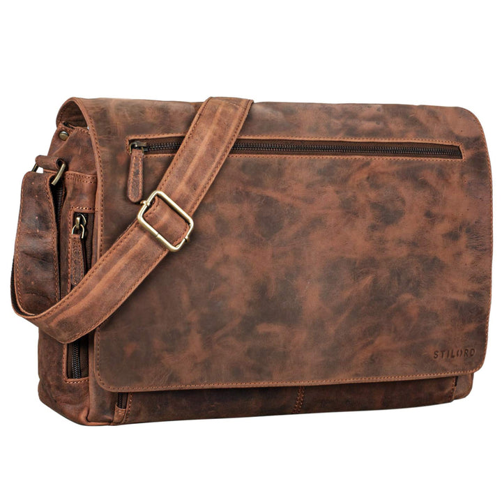 STILORD 'Jan' 15,6 Zoll Laptoptasche Leder Herren Damen Umhängetasche Unitasche Aktentasche Freizeit