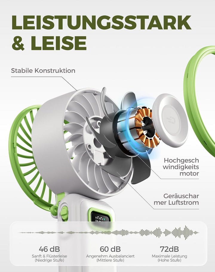 Diveblues Handventilator Tragbarer Turbo-Ventilator mit 100 Stufen und 7.4m/s Starkem Luftstrom, 180