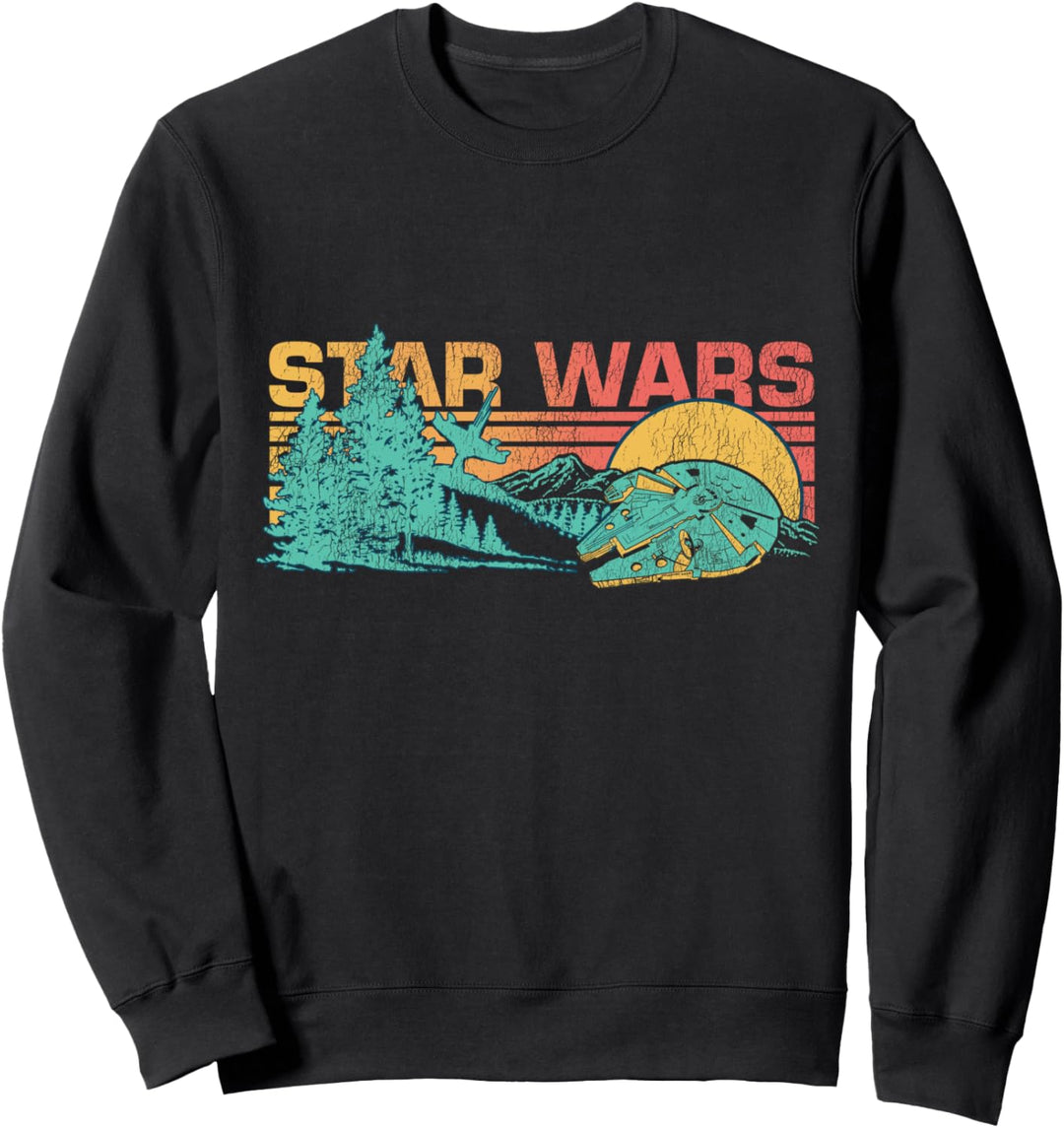 Star Wars Millennium Falcon Forest Retro Sunset Sweatshirt