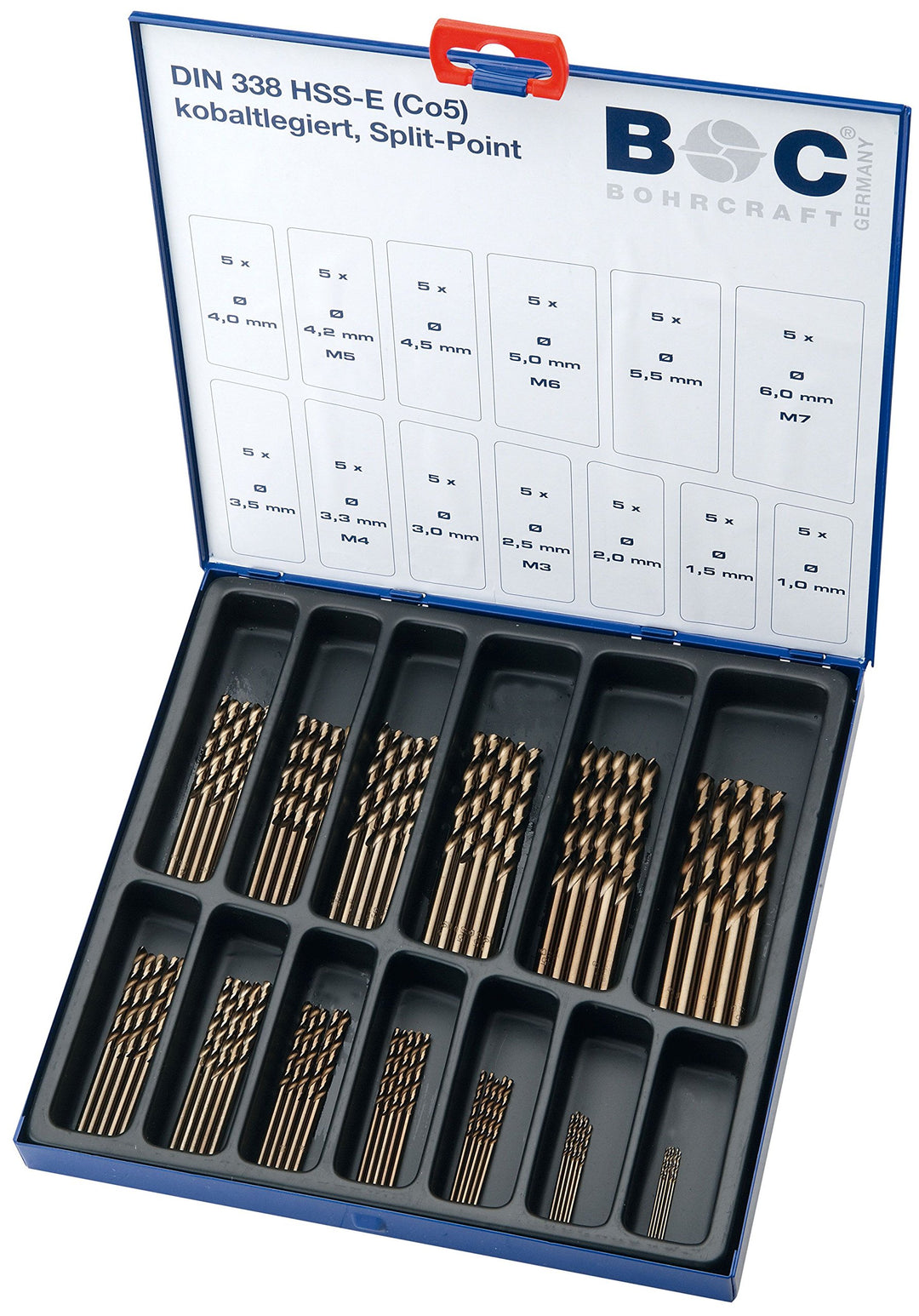 HSS-E DIN 338 kobalt Typ N in BC-Industriekass. 65-tlg. 1,0-6,0 x 0,5 mm stg.+ 3,3+4,2 / ME65