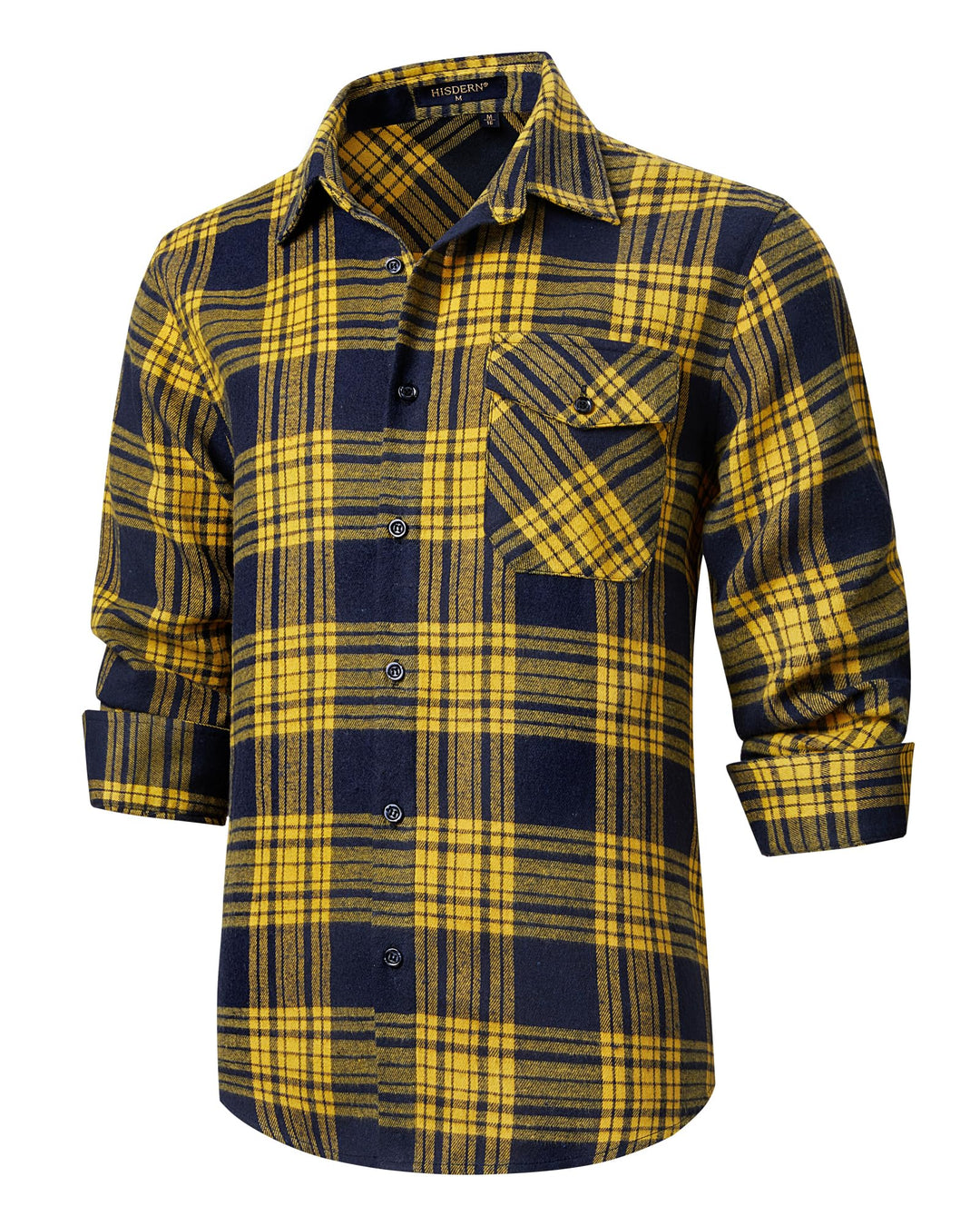 HISDERN Flanellhemd Herren Karierte Hemden Herren Langarm Button Down Baumwolle Holzfällerhemd Regul