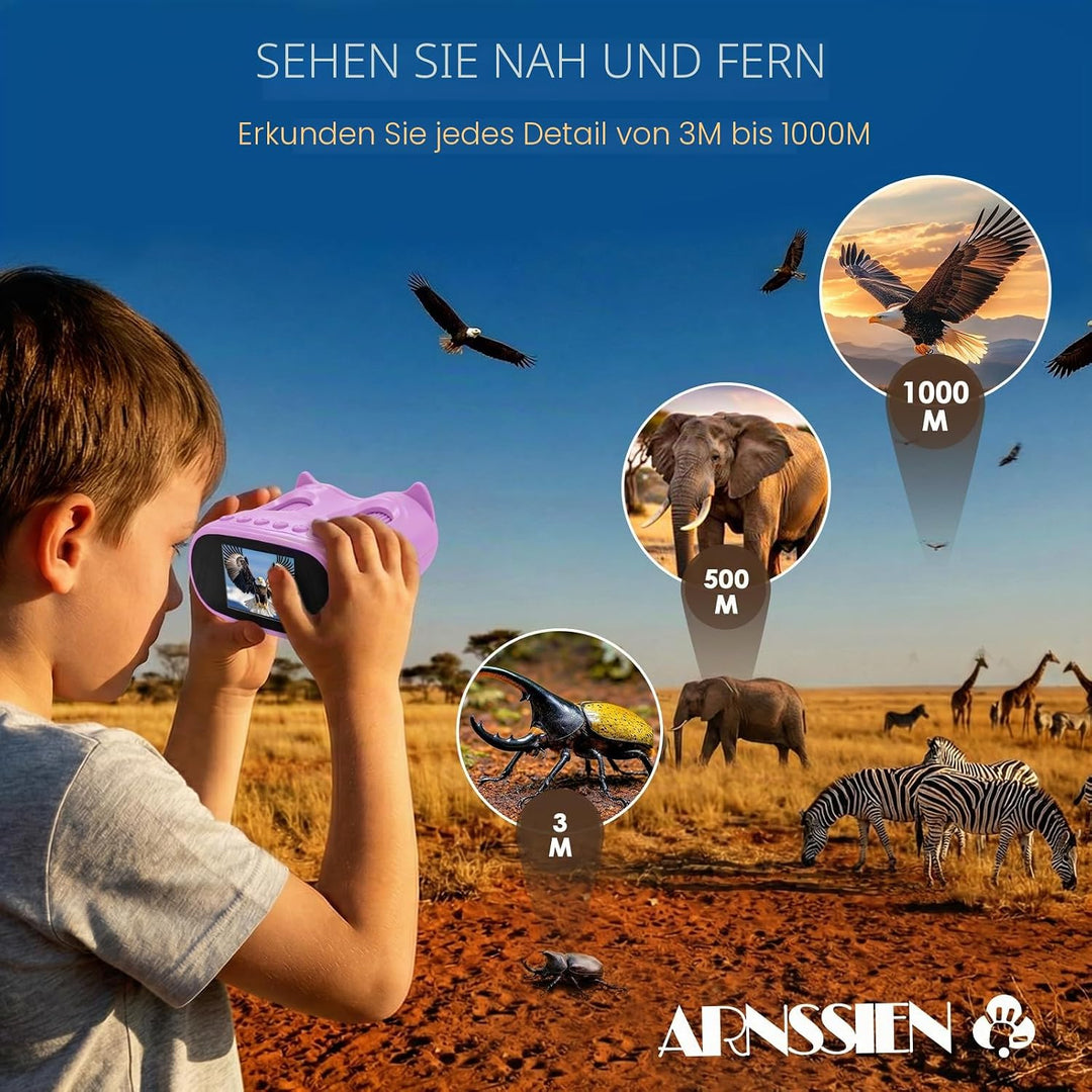 ARNSSIEN 2-in-1 digitales mikroskop für Kinder &amp; Teleskop,1000X Kinder mikroskop Outdoor,1080p Foto/