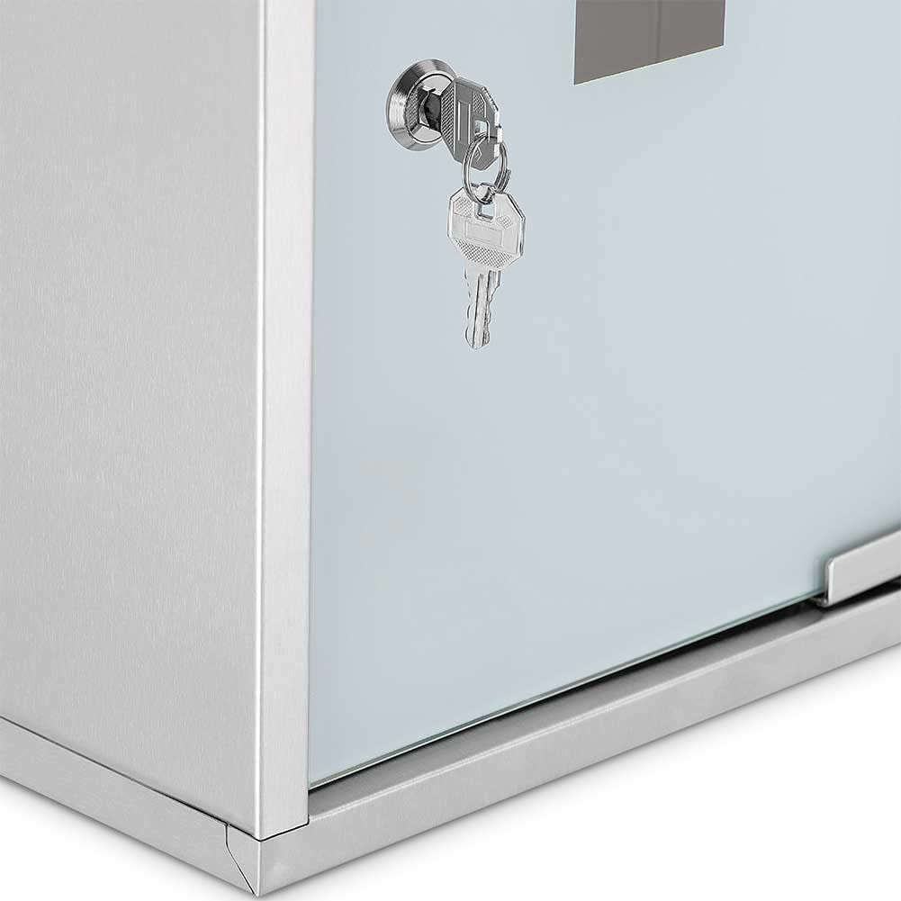 Bakaji Schrank für Medikamente, Erste-Hilfe-Schrank aus Edelstahl und satiniertem Glas, Farbe Silber
