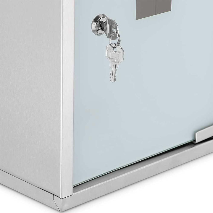 Bakaji Schrank für Medikamente, Erste-Hilfe-Schrank aus Edelstahl und satiniertem Glas, Farbe Silber