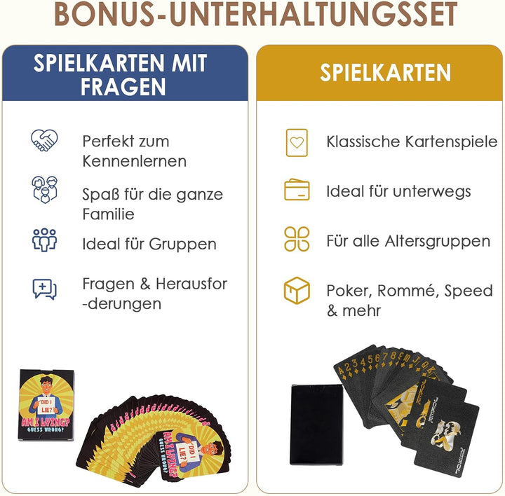 DEWEL Picknickkorb Set,Enthält eine Picknickdecke,eine Kühltasche und Brettspiele sowie Kartenspiele