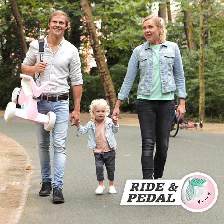 BERG GO2 2in1 Rutschauto Rosa | Kinderrutscher &amp; Laufrad ab 1 Jahr | Kinderauto mit ausklappbaren Pe