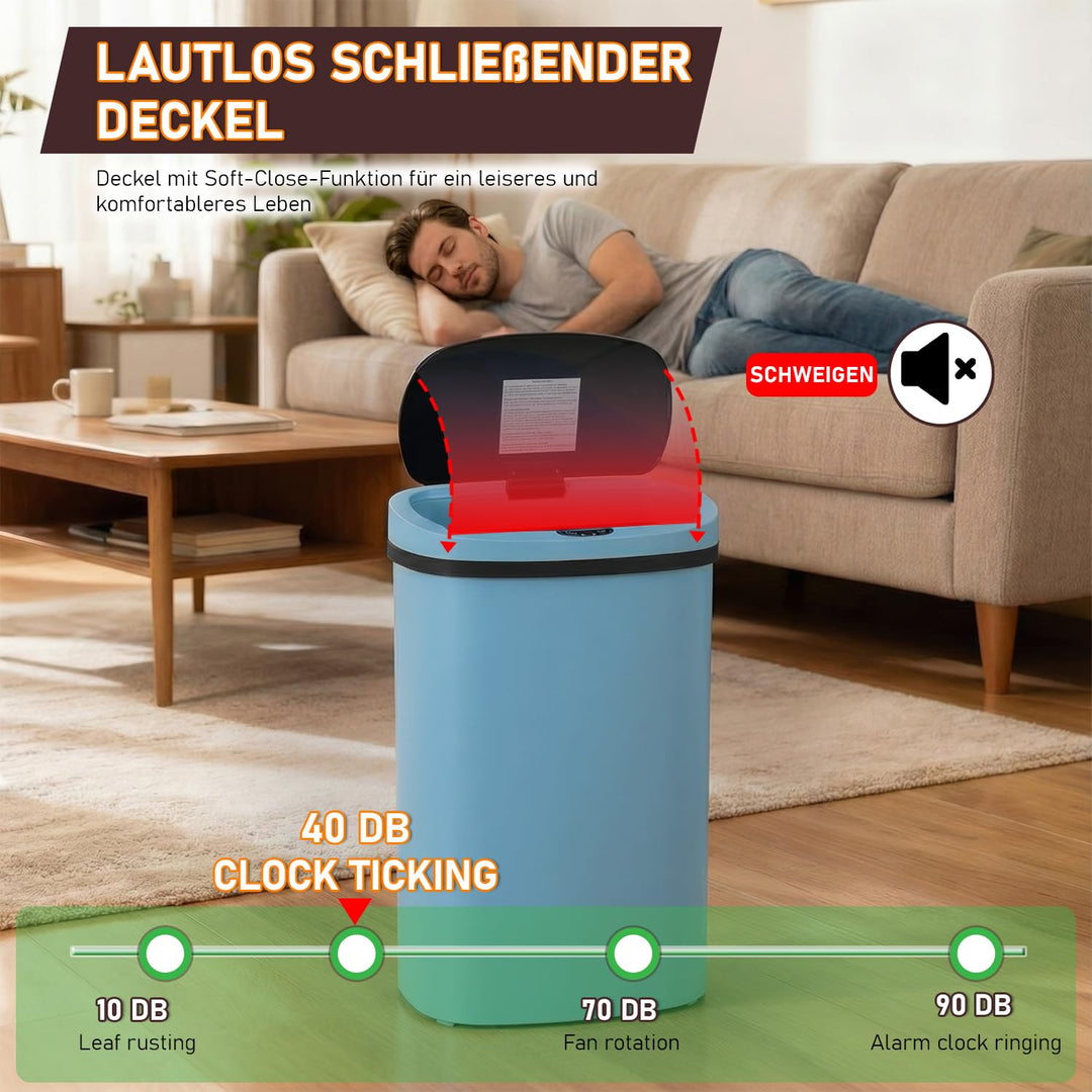 FDW Mülleimer mit Sensor & Deckel, Kunststoff, 50 L Küchenmülleimer, Smart, Automatisch, Berührungsl