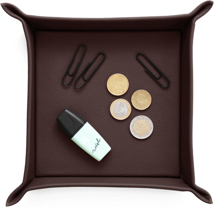 Eglooh - Iris - Taschenleerer aus echtem Leder Dunkel Braun - Schreibtisch-Organizer mit modernem De