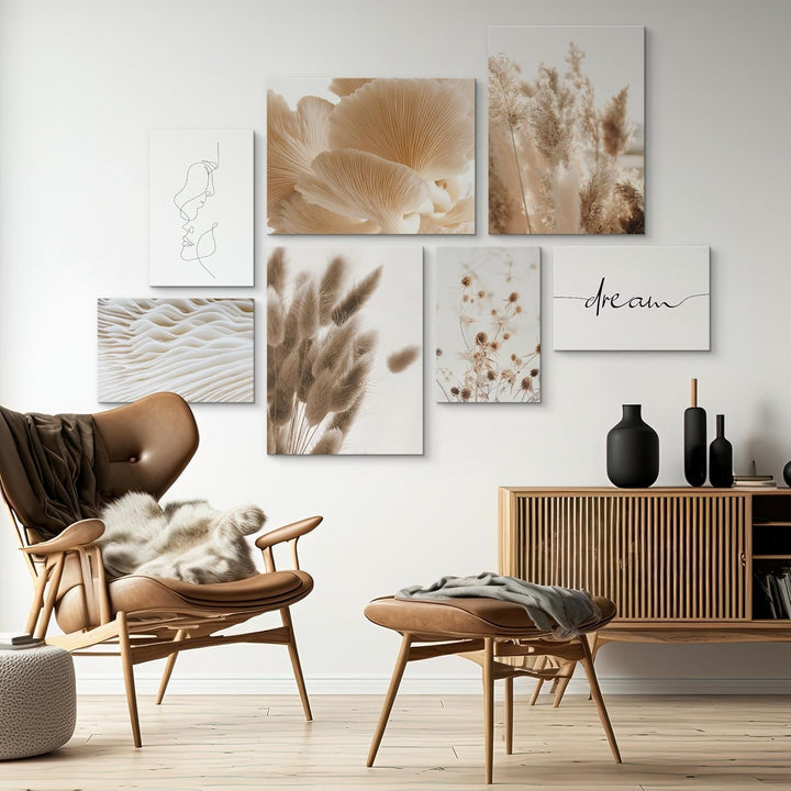 Muralo - Wandbilder Set - Leinwand Bilder Aufhängefertig in Boho Stil - das Leinwandbilder - Bilder