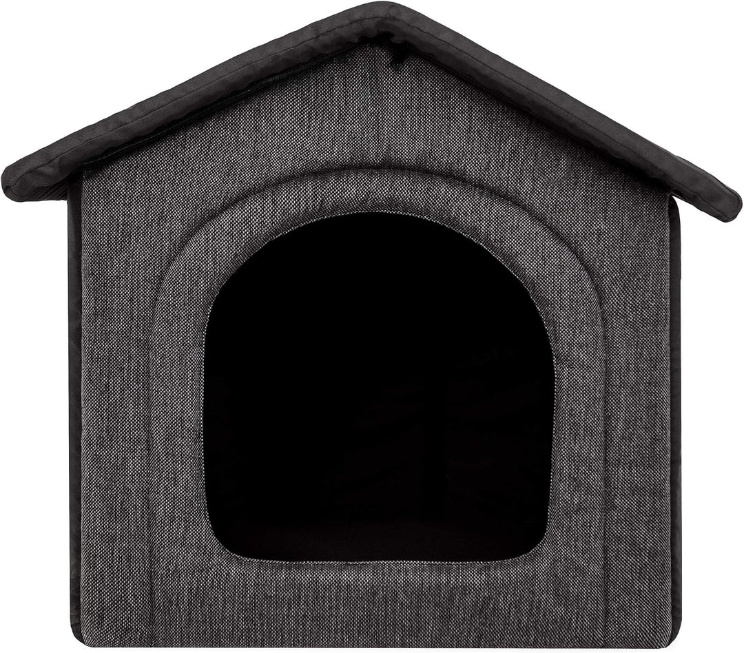 PillowPrim Hundehütte Hundehöhle Hundebett Hundehaus Katzenhöhle mittle L - 52x46 cm Graphit mit Sch