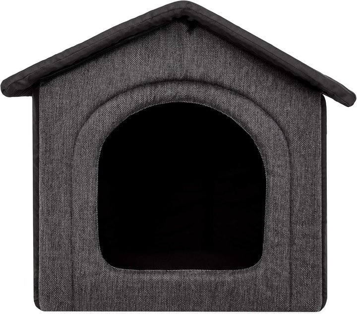 PillowPrim Hundehütte Hundehöhle Hundebett Hundehaus Katzenhöhle mittle L - 52x46 cm Graphit mit Sch