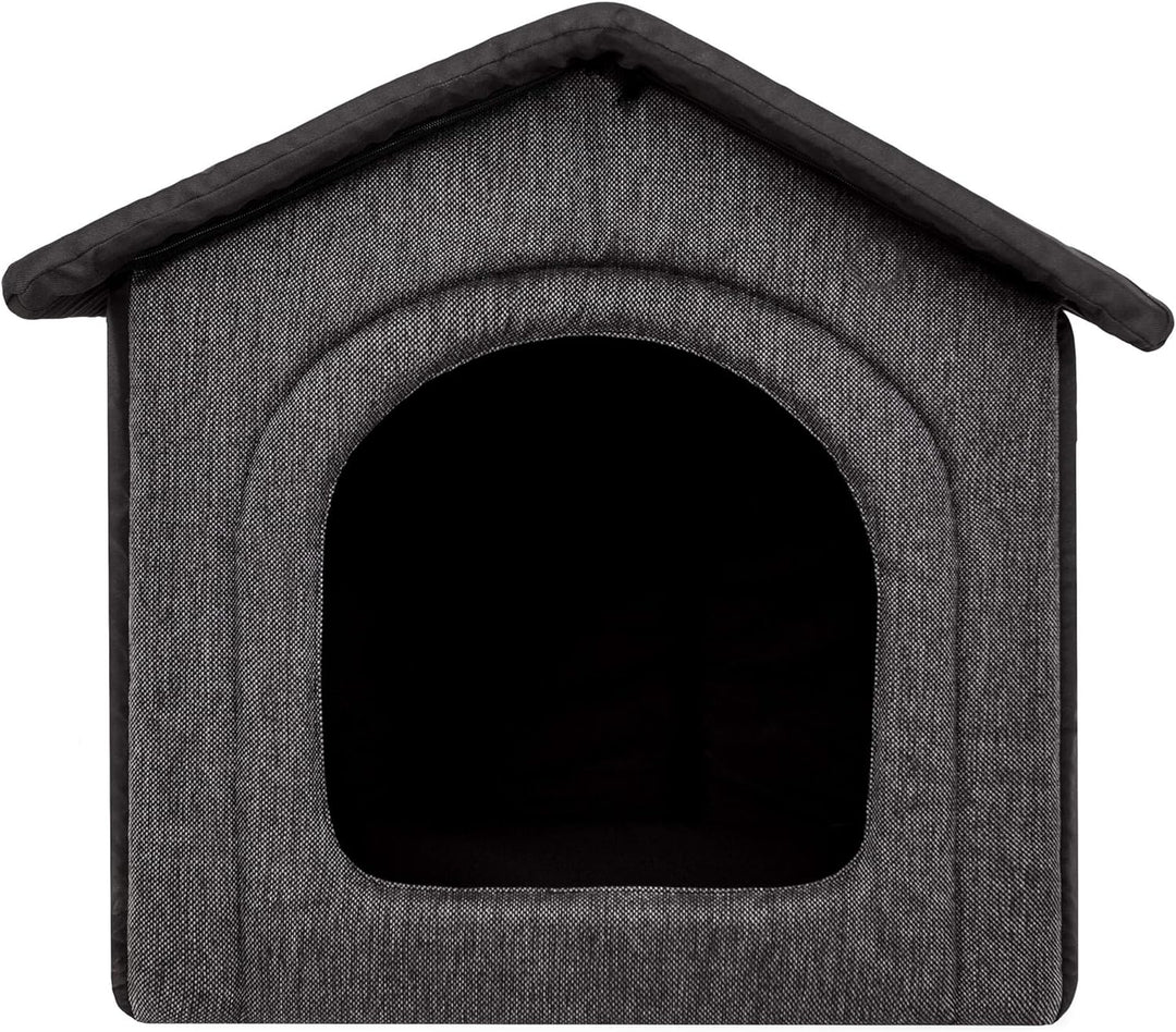 Hundehütte Hundehöhle Hundebett Hundehaus Katzenhöhle mittle M - 44x38 cm Graphit mit Schwarz M - 44