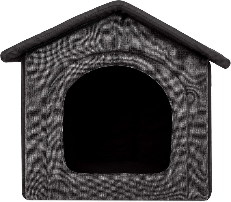 PillowPrim Hundehütte Hundehöhle Hundebett Hundehaus Katzenhöhle mittle L - 52x46 cm Graphit mit Sch