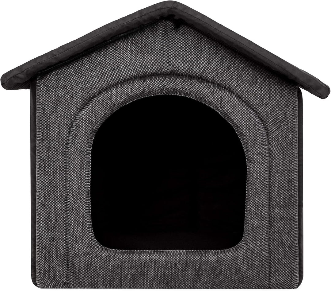 Hundehütte Hundehöhle Hundebett Hundehaus Katzenhöhle kleine S - 38x32 cm Graphit mit Schwarz S - 38