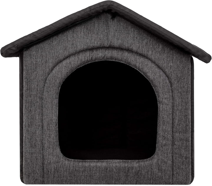 Hundehütte Hundehöhle Hundebett Hundehaus Katzenhöhle kleine S - 38x32 cm Graphit mit Schwarz S - 38
