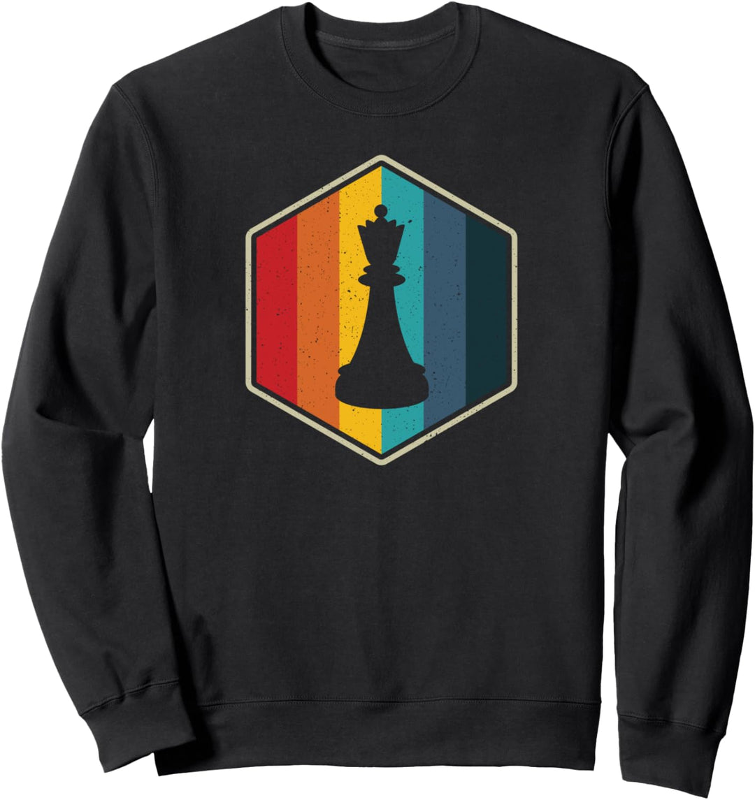 Retro hexagon queen piece chess player gift Sweatshirt