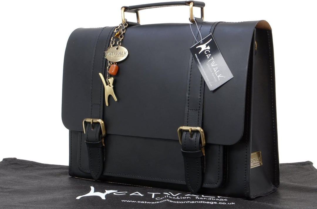 Catwalk Collection Handbags - Damen Leder Messenger Tasche - Arbeitstasche Mittelgross - Aktentasche