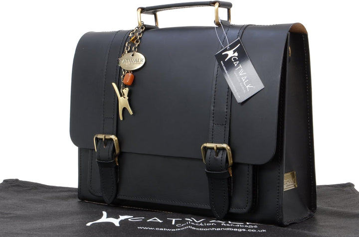 Catwalk Collection Handbags - Damen Leder Messenger Tasche - Arbeitstasche Mittelgross - Aktentasche