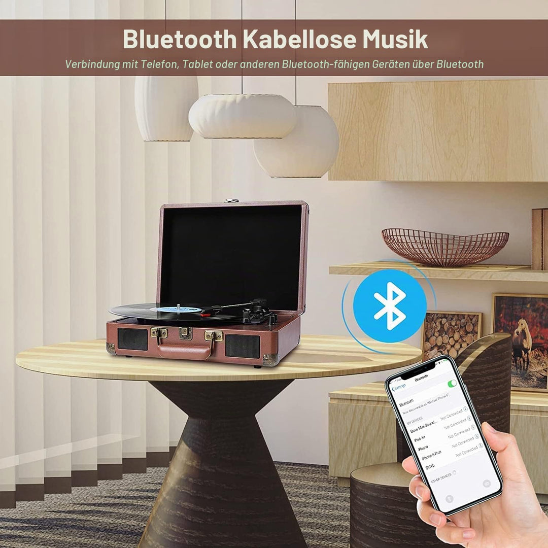 VOKSUN Plattenspieler,Record Player Bluetooth USB Record Player Vinyl Turntable Vinyl to MP3 Functio