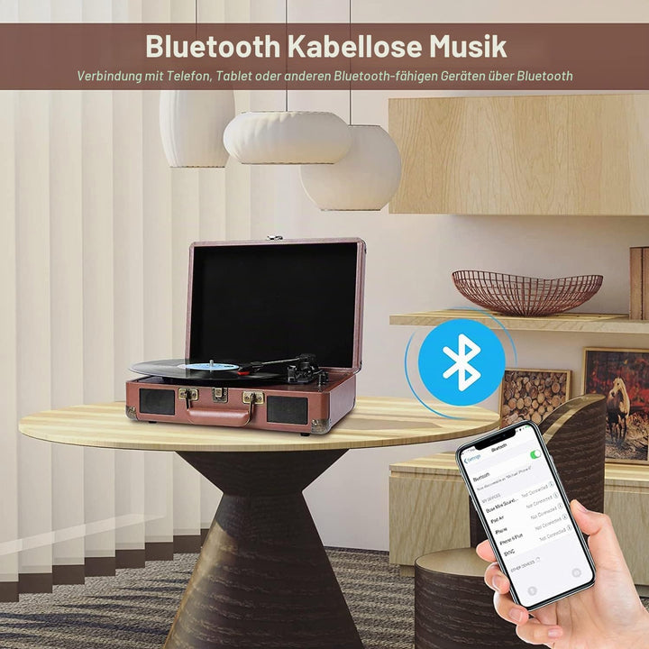 VOKSUN Plattenspieler,Record Player Bluetooth USB Record Player Vinyl Turntable Vinyl to MP3 Functio