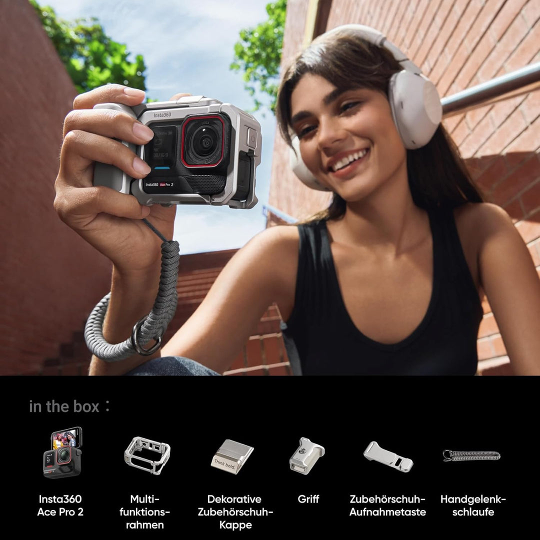 Insta360 Ace Pro 2 Xplorer-Bundle Mondsilber – wasserdichte 8K Action-Kamera mit Leica entwickelt, 1