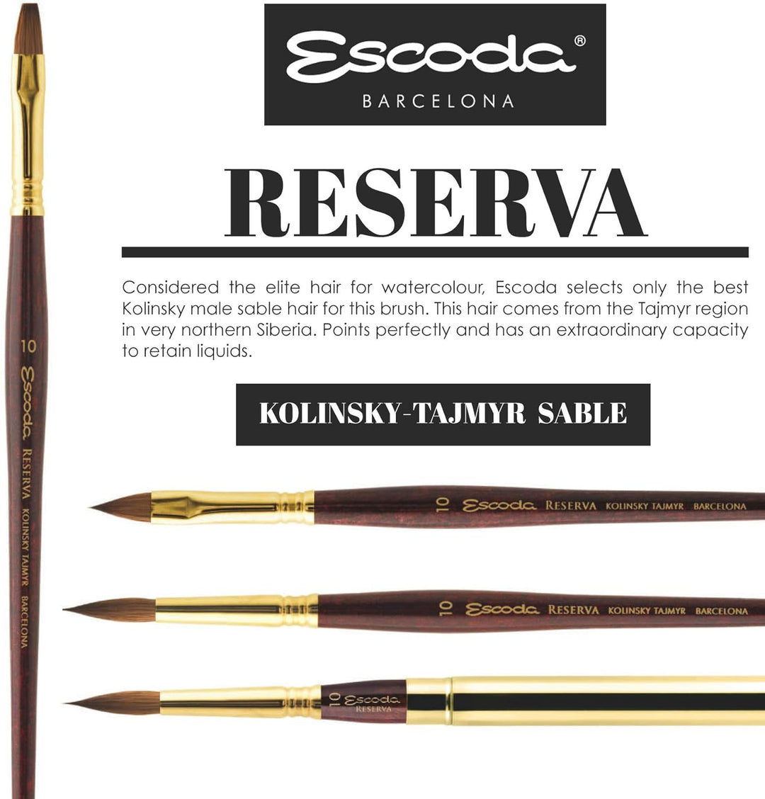 Escoda: 10 Kolinsky-Tajmyr Rotmarderhaar Rundpinsel Watercolur Serie 1212